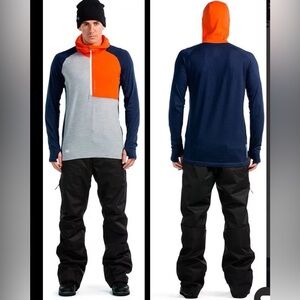 Mons Royale Temple Tech Zip Hood Long Sleeve Merino Wool , M